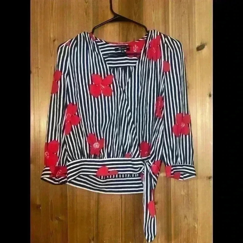 Madewell Stripped Floral Blouse Size XS